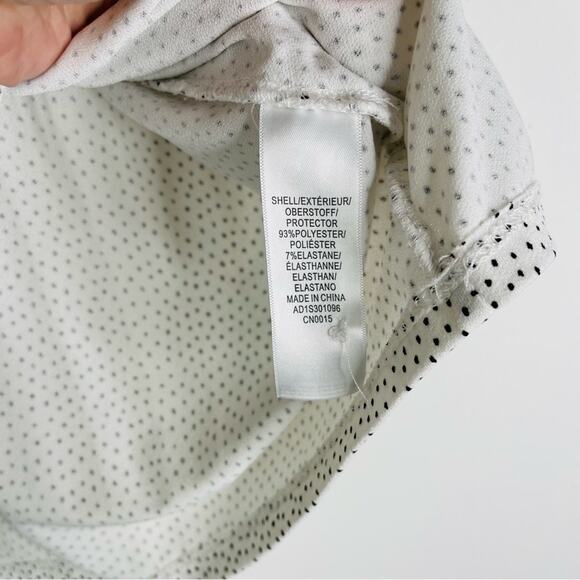 Adrianna Papell white black polka dot ruffle pleated stretch blouse top large - Picture 7 of 8